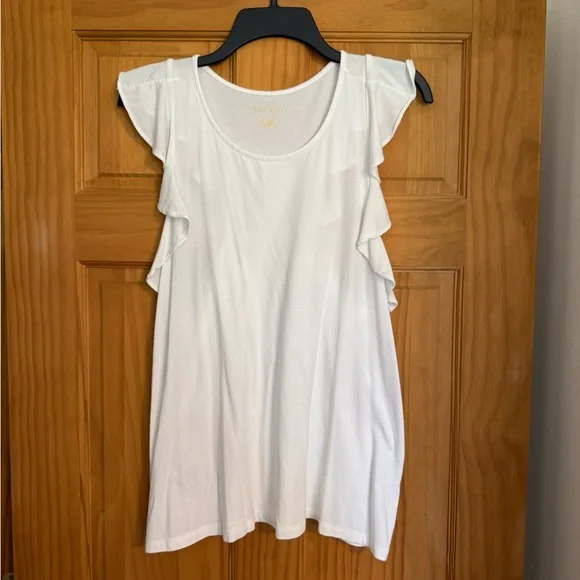 EUC Lilly Pulitzer White Ruffle Sleeve Top - Picture 2 of 6